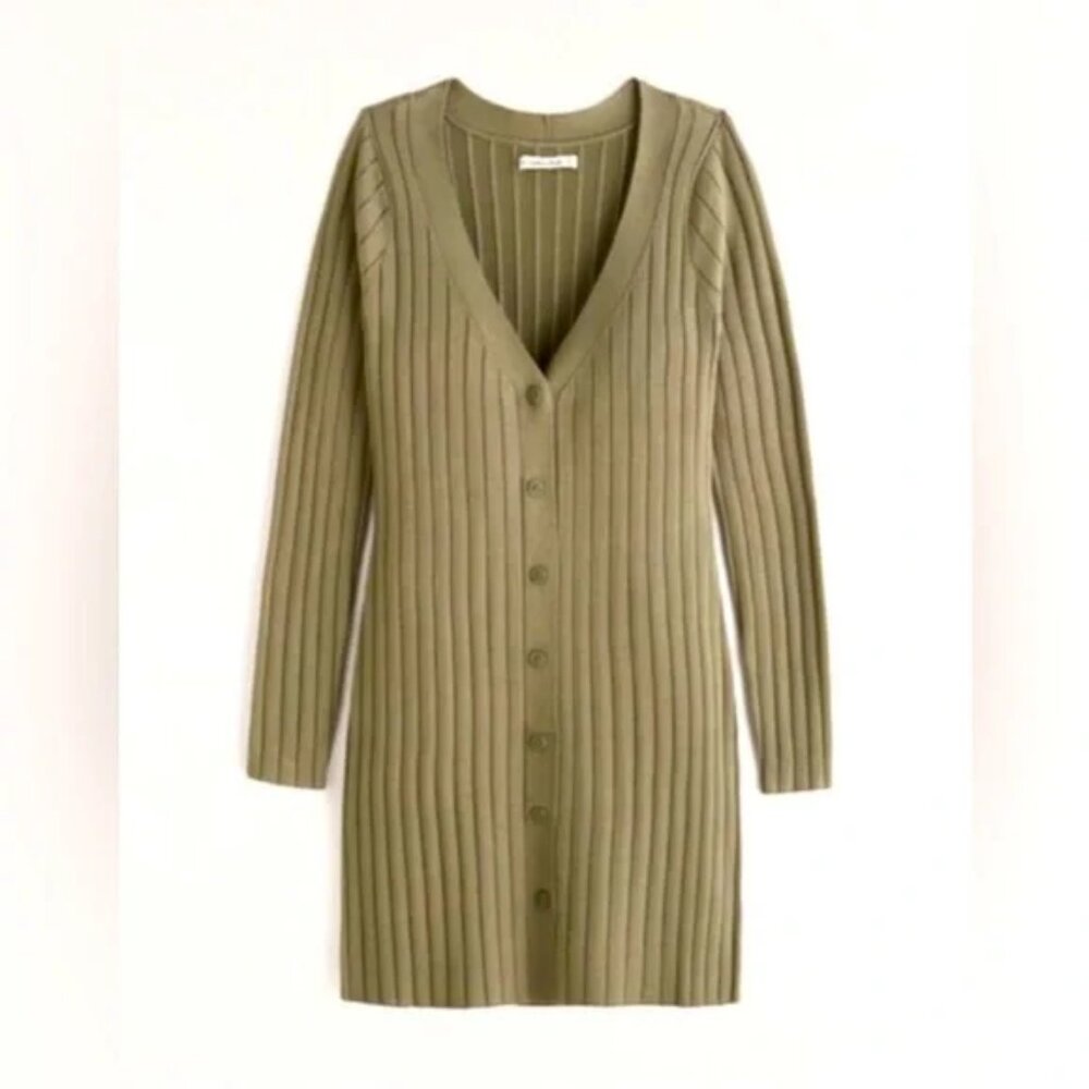 Abercrombie Button-Through Deep-V Mini Sweater Dress